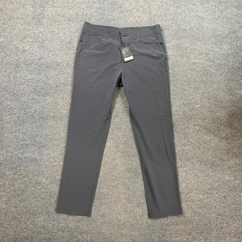 Public Rec Pants Men 36 Slate Workday Straight Heather Pockets Stretch Comfort